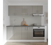 Set cocina haaus karo v10, gris brillante/blanco, mdf, encimera thermo 28 mm, l 200 cm