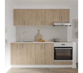 Set cocina haaus karo v10, madera natural/blanco, encimera thermo 28 mm, l 200 cm