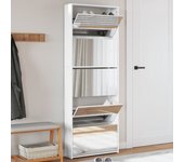 Vidaxl mueble zapatero y espejo 5 niveles blanco brillo 63x17x169,5 cm