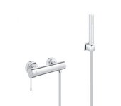 Grohe essence set mezclador de ducha + teleducha stick 1 rociador, soporte de pared, flexo, cromo (33636001-cubestick)