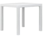 Mesa de jardín de plástico aspecto ratán blanco 79x79x72 cm