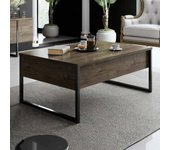Mesa de café lavinia, mesa de centro baja, revistero para sofá, estante de la sala de estar, 90x60h40 cm, nogal y negro