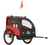 Remolque de bicicleta homcom poliéster, acero rojo 140x88x90 cm