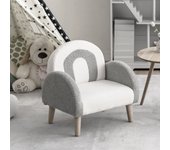 Sillón infantil de felpa suave con espuma alta elasticidad patas de madera gris 51x42x51 cm