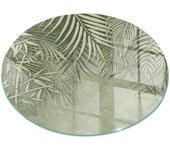 Placa de cristal para chimenea, zócalo protector de chimenea, diseño moderno | 60x60 | rueda | hojas tropicales al fondo
