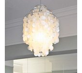 Lámpara de araña de concha natural (1 unidad), romántica, con forma de campana de viento, para techo, para sala de estar y vestíbulo, luz cálida.