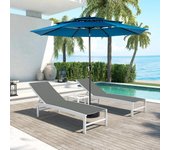 Sombrilla rectangular grande de 45,7 m para exteriores, de doble cara, con manivela (azul)