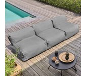 Mueble de jardín modular de 3 plazas gris, mixi - oviala