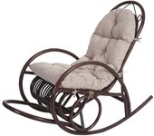 Mecedora hwc-c40, sillón de ratán, marrón ~ cojín crema