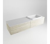 Mondiaz erin 150cm mueble de baño color light brown grey con 2 cajones. con lavabo ridge derecho 1 orificio color talc
