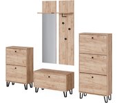 Vicco espejo de pared siri, roble dorado, conjunto con armarios, banco y zapatero