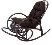 Mecedora hwc-c40, sillón de ratán, marrón ~ cojín marrón