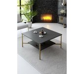 Mesa de café mia, mesa de centro baja, revistero para sofá, estante de la sala de estar, 80x80h40 cm, antracita y negro