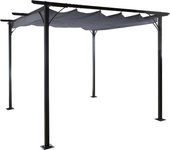 Pérgola cenador de jardín estructura estable 6cm + techo practicable 3,5x3,5m gris 04_0004113