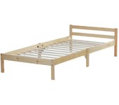 Cama individual para 1 persona 90 x 200 cm en madera maciza con somier de láminas lit06165