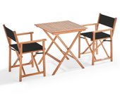 Mesa de bistro plegable + 2 sillas de eucalipto