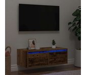 Vidaxl mueble de tv con luces led envejecida 75x35,5x25 cm