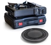 Barbacoa de gas 2en1 piezo + grill 2200w terraza de camping