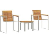 Vidaxl tumbona con sillas de jardín 3 pcs de madera maciza de teca