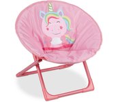 Relaxdays silla infantil plegable, unicornio, 47x50x48 cm, asiento niños exterior/interior, sillón, peques, multicolor