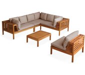 Conjunto de jardín de 6 plazas en madera de eucalipto topo