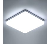 Plafón led baño goeco, 36w 3200lm, luz de techo blanco frío 6500k para cocina pasill dormitorio, cuadrado d.23cm, blanco
