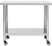 Mesa de trabajo de cocina con ruedas encimera gourmet espacio comercial restaurante 100 x 45 x 85 cm acer 02_0001911