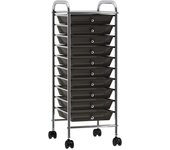 Vidaxl carrito de almacenaje portátil 10 cajones plástico negro