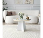 Mesa de café elnath, mesa de centro baja, revistero para sofá, estante de la sala de estar, 60x60h40 cm, oro y blanco