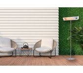 Lámpara calefactora de exterior 2000w, regulable con mando a distancia, completa con mástil, ip65, calentamiento rápido, en aluminio anodizado y acero