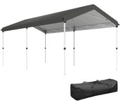 Cenador plegable outsunny metal, tela oxford gris oscuro 584x297.5x272 cm