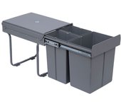 Cubo de basura de reciclaje homcom abs, plástico pp, metal gris 48x34,2x41,8 cm 851-002