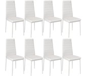 Juego de 8 sillas para salón, cocina, comedor, elegante diseño cuadrado, blanco 08_0000144