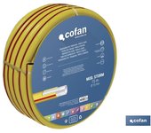Cofan manguera agua amarilla trenzada 15*21 5/8 (rollo 50 m.