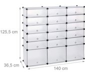 Zapatero de plástico con estante, 18 taquillas, puertas con sistema enchufable, almacenamiento transparen 13_0001631