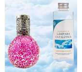 Lámpara catalítica mosaico fucsia + fragancia aroma cotton clean 200 ml - elimina malos olores e impurezas, perfuma y mejora la calidad del aire