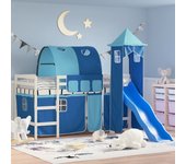 Vidaxl cama alta para niños con torre madera pino azul 90x190 cm