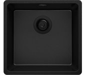 Primagran fregadero bajo encimera todo negro 46x44cm, fregadero cocina 1 seno + sifón, fregadero granito al mueble 50cm - venecia easy