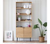 Librería de madera con 4 estantes y 2 puertas stinna