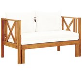 Banco de jardín muebles de exterior terraza terraza 2 asientos y cojines 122 x 66 x 68,5 cm madera maciza 02_0011292