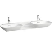 Laufen ino lavabo doble, 1 agujero de grifo por lavabo, con rebosadero, 1420x450mm, h8143047571041, color: blanco mate