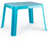 Mesa auxiliar de plástico, mesita baja, niños, polipropileno, estructura sólida, interior y exterior, salón, jardín, fabricada en españa (azul claro -