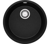 Primagran fregadero bajo encimera negro metallic 46x46cm, fregadero cocina 1 seno + sifón, fregadero granito al mueble 50cm - la valeta