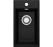 Primagran fregadero cocina negro metallic 28x50cm, fregadero granito 1 seno + sifón, fregadero sobre encimera al mueble 30cm - riga