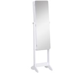 Joyero de pie con espejo homcom blanco 30x36x146 cm