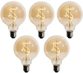 Juego de 5 filamento espiral led regulable e27 g95 4w 270lm 2200k