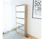 Vidaxl mueble zapatero 5 cajones con espejo roble 63x17x169,5 cm
