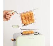 Create - pack toast retro pequeña tostadora para rebanadas anchas + 2 pinzas de rejilla para sándwiches