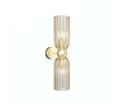 Maytoni antic lámpara de pared modern 2 up & down dorada, pantalla coñac, e14