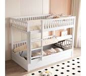 Literas 2 x 90 x 200 cm con somier - pino + contrachapado + mdf - blanco (sin colchón)